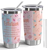 CWEGSJ Esthetician Gift Beautician 20oz Stainless Steel Tumbler with Lid and Straw Beauty Artist ...