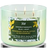 Rosemary Eucalyptus Peppermint Candle | Highly Scented Large 3 Wick Soy Candle 15.8 oz | Upliftin...