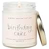 Sweet Water Decor Birthday Cake Candle - Tahitian Vanilla, Powdered Sugar, and Buttercream Scented Soy Birthday Candle for Home - 9oz Clear Jar, 40 Hour Burn Time, Made in The USA