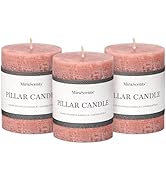 3x4 Inch Brown Pillar Candles Set of 3 - Unscented Candles, Long Clean Burning, Large Big Candles...