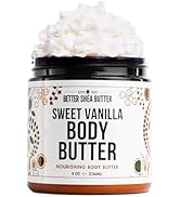 Whipped Body Butter for Women | SWEET VANILLA Body Lotion for Dry Skin | Whipped Shea Butter Body...