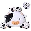 SQEQE Cow Stuffed Animal 5 in 1, Cute Cow Plush Bedtime Toys, Ultra Soft Dairy Cattle with 4 Babies Inside, Milk Cows Soft Plushies Pillow Gift for Kids Birthday Christmas Valentine's