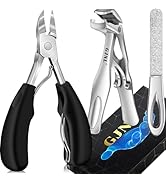 Toenail Clippers for Thick Nails - Angled Head Nail Clippers with Catcher, 37mm Wide Jaw Sharp Bl...