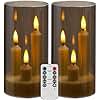 Da by Flameless Candle, Battery-Powered Candle with Remote Control and Timer, LED Three-Wick Pillar Candle, Romantic Wedding, Perfect Home Décor, 2 Pack (Grey)
