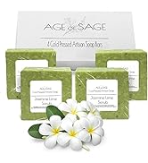 Age of Sage Handmade Natural Bar Soap Gift Set - 100% All Organic Vegan Bath Moisturizing Handmad...