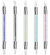 5Pcs Nail Art Sculpture Pen Dual Tipped Silicone Nail Tool Rhinestone Nail Polish Carving Pen Rub...