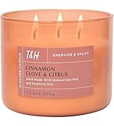 Cinnamon Clove Citrus Scented Candle | Large 3 Wick Fall Candle | Aromatherapy Stress Relief Cand...