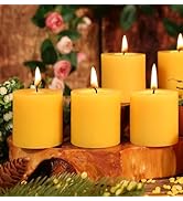 4 Pack Natural Beeswax Pillar Candles,2x2in 100% Pure Beeswax Candles-80 Hours Long Burning,Unsce...