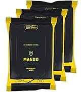 Mando Deodorant Wipes - 24 Hour Odor Control - Aluminum Free, Baking Soda Free, Skin Safe - 15 Co...