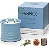 Scented Luxury Candles in Handmade Ceramic Jars, Soy Wax | Day On The Sea – Cypress & Cedar, Large Candle | Non Toxic, 2 Wicks, Reusable Big Blue Jar | Natural Spring Aromatherapy for Women & Men