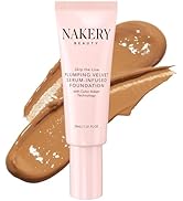 Nakery Full Coverage Foundation for Women - 5 in 1 Plumping Liquid Foundation Makeup - Serum Infu...