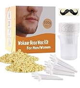 Wokaar Nose Wax Kit, 100 g Wax, 30 Applicators, 15-20 Uses. Nose & Ear Hair Removal for Men and W...