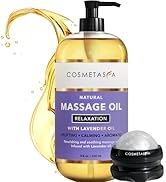 Lavender Relaxation Massage Oil with Massage Roller Ball - No Stain 100% Natural Blend of Spa Qua...