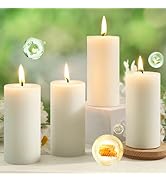 Beeswax Pillar Candles,172 Hours Long Burning Pure White Beeswax Candles Bulk,Unscented Bees Wax ...