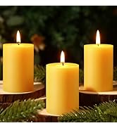 Natural Beeswax Pillar Candles,100% Pure Beeswax Candles-96 Hours Long Burning,Unscented Bees Wax...