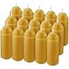 Dunkive 15 Pcs 15H Natural Beeswax Candles for Candle Lanterns, Emergency Candle for Outdoor Survival, Smokeless Long Lasting Bougie for Home Power Outages, Emergency, Survival(Yellow,Beeswax)
