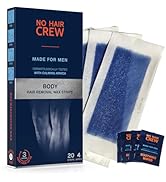 NO HAIR CREW Body Wax Strips – High Performance Wax Strips Made for Men, 20 strips & 4 soothing c...