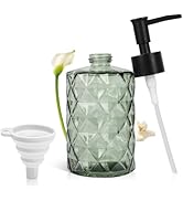 Green Glass Soap Dispenser, 11 Oz/330ml Liquid Hand Soap Dispenser Set for Kitchen Sink and Bathr...