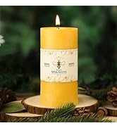 Natural Beeswax Pillar Candles,100% Pure Beeswax Candles-95 Hours Long Burning,Unscented Bees Wax...