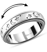 SHOP LC DELIVERING JOY 925 Sterling Silver Fidget Ring Women - Anxiety Ring Moon Star Spinner Rin...