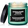M&SENSE Sandalwood Jasmine Scented Candle, 11.6oz 70 Hours Burn Time Clean Non Toxic Natural Soy Wax Candle 2 Cotton Wick Home Decor for Mothers Day & Bathroom Bedroom
