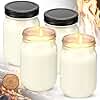MTLEE 4 Pack 12 oz Mason Jar Soy Candle with Essential Oils Scented Soy Wax Candles for Home Valentine Wedding Birthday Gift Farmhouse Collection Baby Shower Party(Fireside Birch)