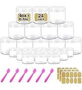 4 oz Clear Small Plastic Containers with Lids Plastic Jars with Lids + 20g/20ml Small Containers ...