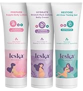 Leska Complete Maternity Set | PREPARE Belly Lotion, HYDRATE Defense Cream, RESTORE Toning Gel | ...