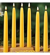 6 Pack Beeswax Taper Candles,9 in Beeswax Candle Sticks,10 Hours Long Burning-Pure Natural Bees W...