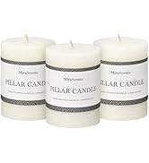 3x4 Inch White Pillar Candles Set of 3 - Hand-Poured Unscented Candles, Long Clean Burning, Large...