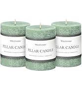 3x4 Inch Sage Green Pillar Candles Set of 3 - Unscented Spring Candles, Long Clean Burning, Large...