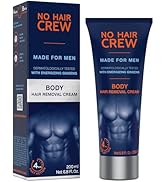 No Hair Crew Body At Home Hair Removal Cream for Manscaping Unwanted Hair with Energizing Ginseng...