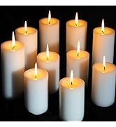 MOSROAD 12 Pcs White Pillar Candls 2.8x4 Inches Unscented Pillar Candles, Dripless Large Candle P...