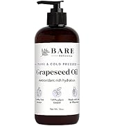 BARE BOTANICS 16oz Grapeseed Oil Cold Pressed Grapeseed Oil for Dry Damaged Hair & Dry Skin | Pla...