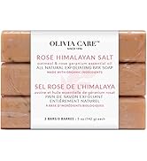 Exfoliating Bar Soap With Rose Himalayan Salt By Olivia Care - Natural & Organic - Infused w/Oatm...