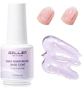 GELLEN Fiber Glass Rubber Base Gel Polish, 0.51 Fl.oz Clear Nail Strengthener for Repair Broken D...