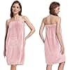 PJGGZ Towel Wrap for Women, Three Adjust Clasps Closure Bath Wraps After Shower Spa Sauna Bathrobe(Available in Plus Size)(Light Pink, S/M