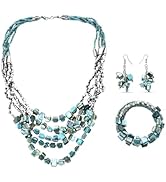 Costume Jewelry Sets for Women Beaded Bracelet Earrings and Necklace Set Handmade Seed Bead Beach...