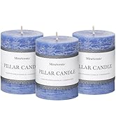 3x4 Inch Blue Pillar Candles Set of 3 - Hand-Poured Unscented Candles, Long Clean Burning, Large ...