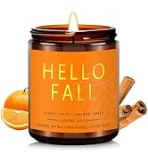 Fall Candles, Hello Fall Scented Soy Candles, Autumn/Holiday/Halloween/Birthday/Christmas Gifts f...