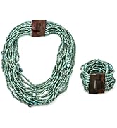 Shop LC Handmade Seed Bead Necklace & Bracelet Set - Boho Jewelry for Women - Layered Multi Stran...
