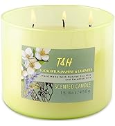 Eucalyptus Jasmine Lavender 3 Wick Candle | Highly Scented Stress Relief Soy Candle 15.8 oz | Fre...