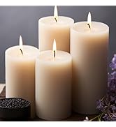 2.8x4 Pillar Candles Set of 6, Unscented Ivory Pillar Candles Bulk, Dripless and Long Clean Burni...