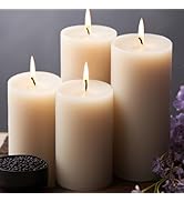 2.8x4 Pillar Candles Set of 6, Unscented Ivory Pillar Candles Bulk, Dripless and Long Clean Burni...