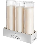 Simply Soson 2x8 Ivory Candles in Glass 3 Pack 90 Hours | Prayer Candles in Glass Meditation Cand...