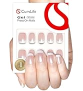 Curvlife Soft Gel Press on Nails with French Tips and Glossy Short Size Design Full Cover 15 Size...