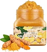 Turmeric Salt Body Scrub for Women & Men (18 oz), Exfoliating Body Scrubber for Dark Knees, Bath ...