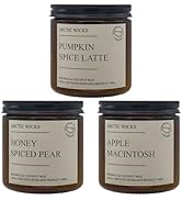 Arctic Wicks 3 Pack Fall Candle Set | Pumpkin Spice Latte, Honey Spiced Pear, Apple Macintosh | C...