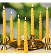 8 Pack Beeswax Taper Candles,7in Spiral Beeswax Candles Sticks,7 Hour Candlesticks,100% Natural S...