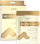 AZURE 24K Gold Firming Face Mask- Anti Aging, Hydrating, Toning & Firming Facial Sheet Mask - Hel...